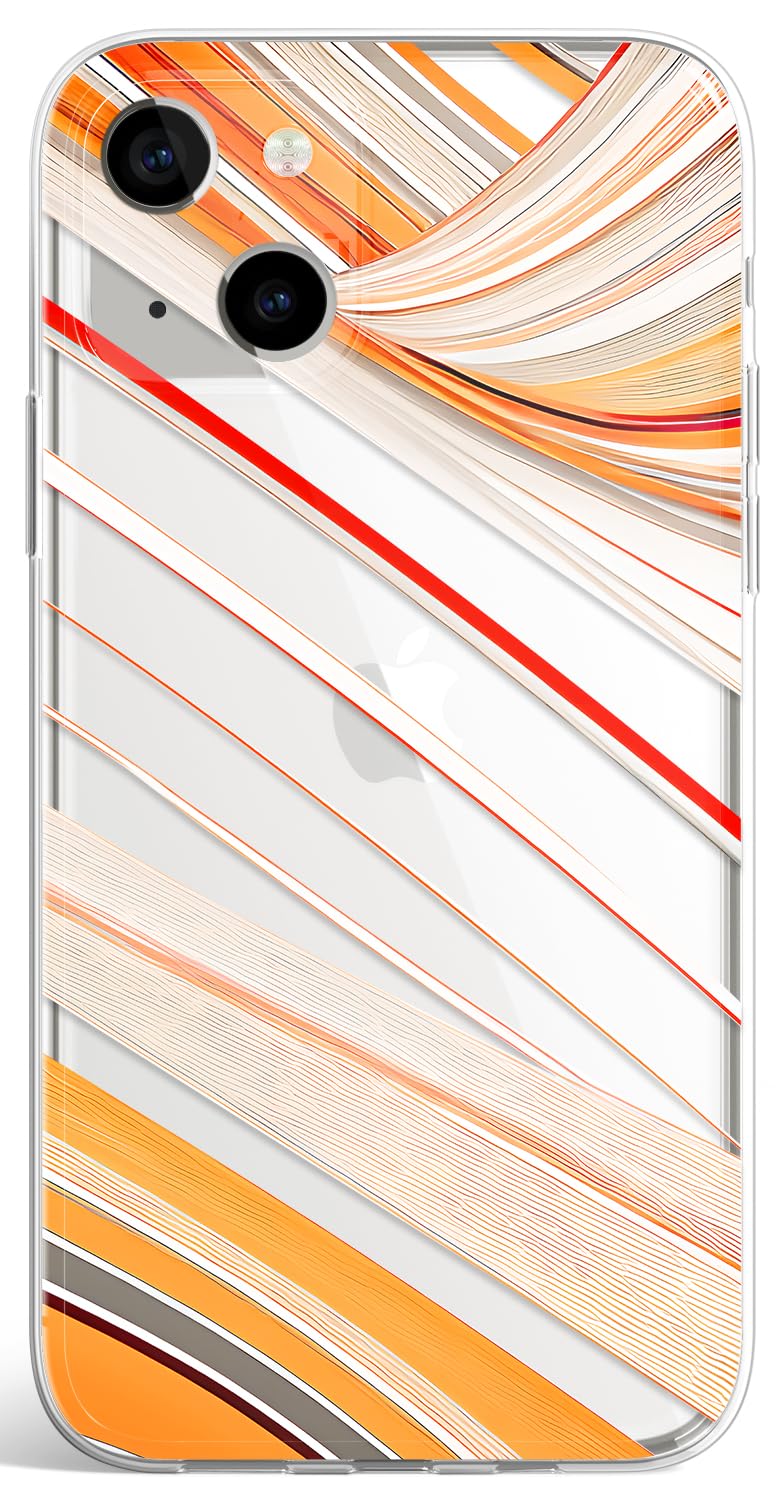 Berkin ArtsBerkin Arts Clear Soft Case Compatible with iPhone 13 with Abstract Design Crystal Transparent Cute Bumper Protective Cover Eclectic Fashion Orange Geometric Lines