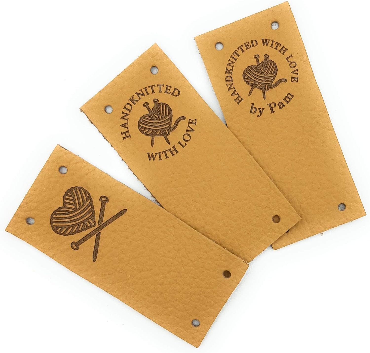 Folding leather labels, knitting labels, personalized logo labels, crochet labels, custom made logo labels, branding leather tags, set of 25
