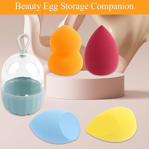 Miniatura 3 de 4 esponjas de maquillaje, base de mezcla, esponja de belleza con 4 cajas de almacenamiento colgantes para crema líquida y polvo