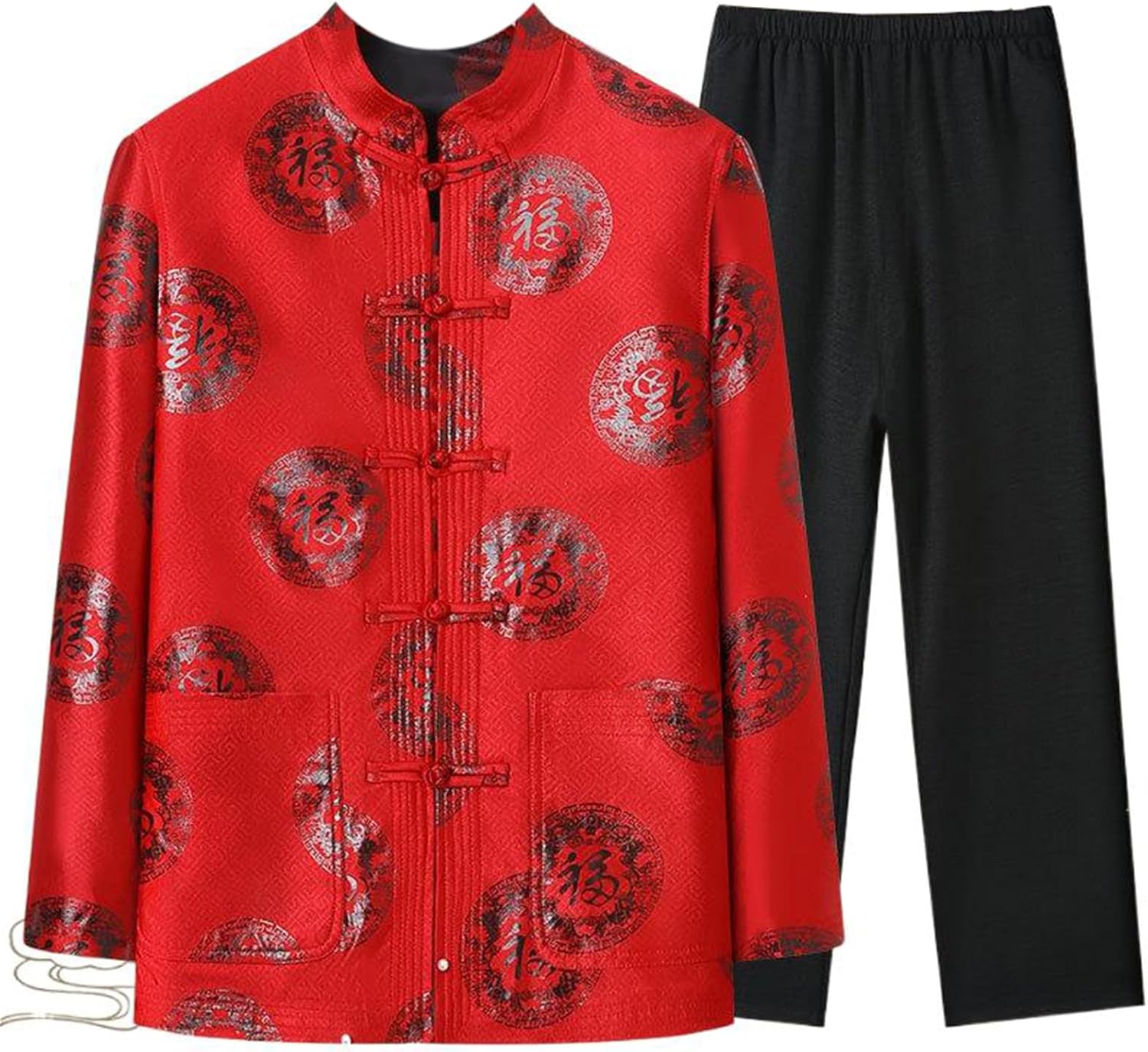 Men's Banquet Chinese Style Suit, Spring and Autumn Casual Middle-Aged and Elderly 2-Piece Set
