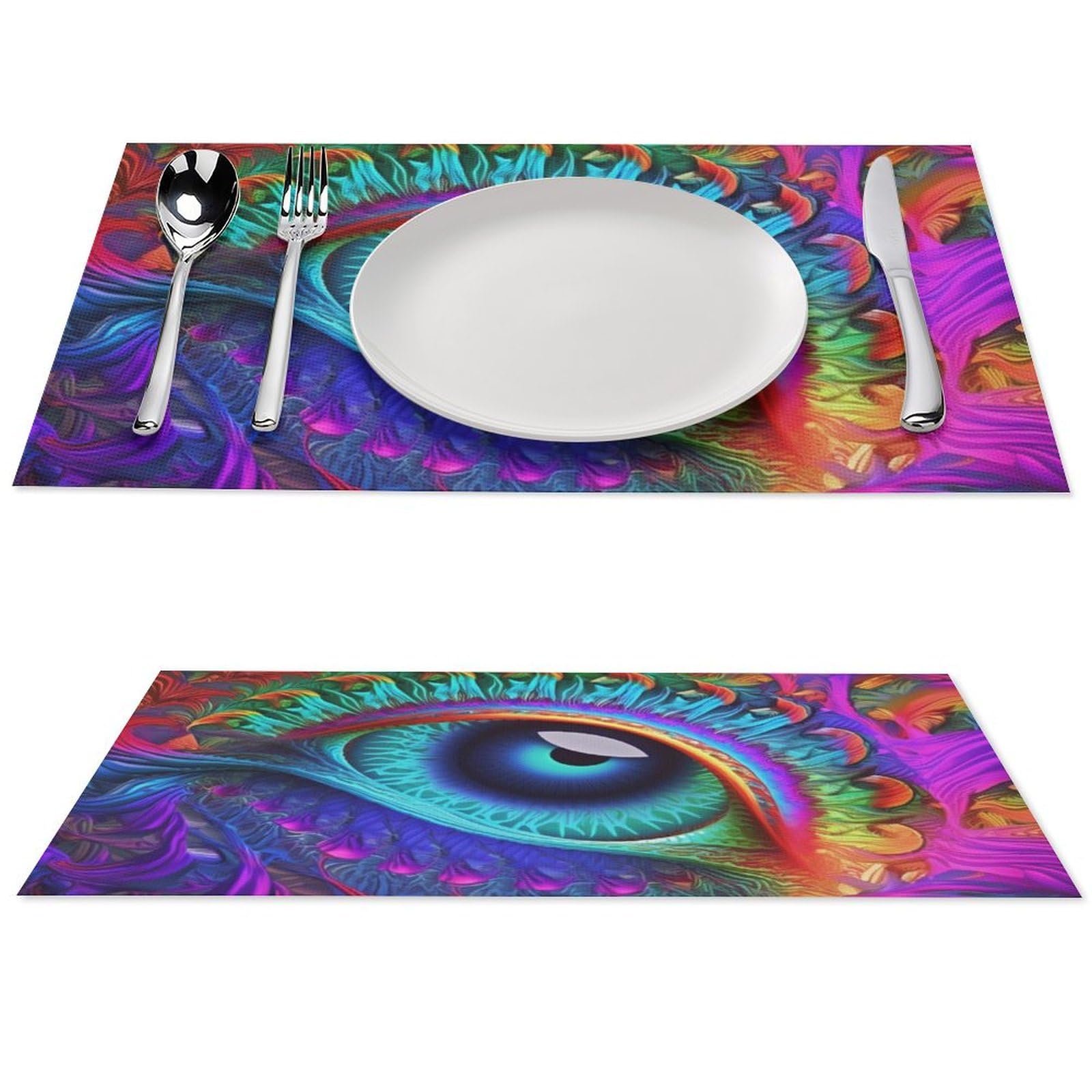 Sets de table de salle à manger lot de 6 design psychédélique chic en PVC