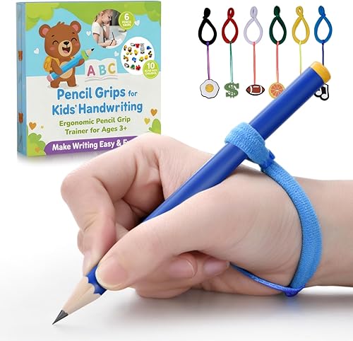 Empuñaduras de lápiz para escritura a mano para niños, 6 unidades de entrenamiento ergonómico para niños pequeños de 3 a 5 años, ayuda de escritura
