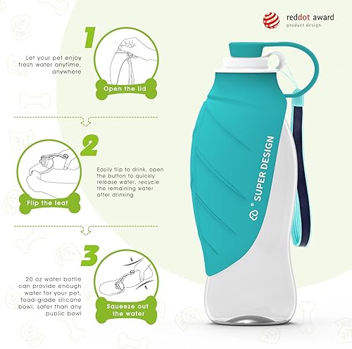 Miniatura 2 de SUPERDESIGN Botella de agua para perro, botella de agua portátil para perros pequeños a grandes, botella de agua de viaje para perros a prueba de