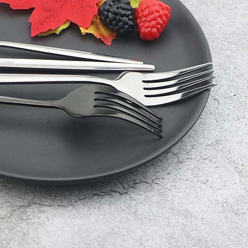 Miniatura 6 de JASHII Juego de cubiertos de 40 piezas, acero inoxidable para cocina, hotel, restaurante, básicos, servicio para 8, pulido espejo, plata brillante