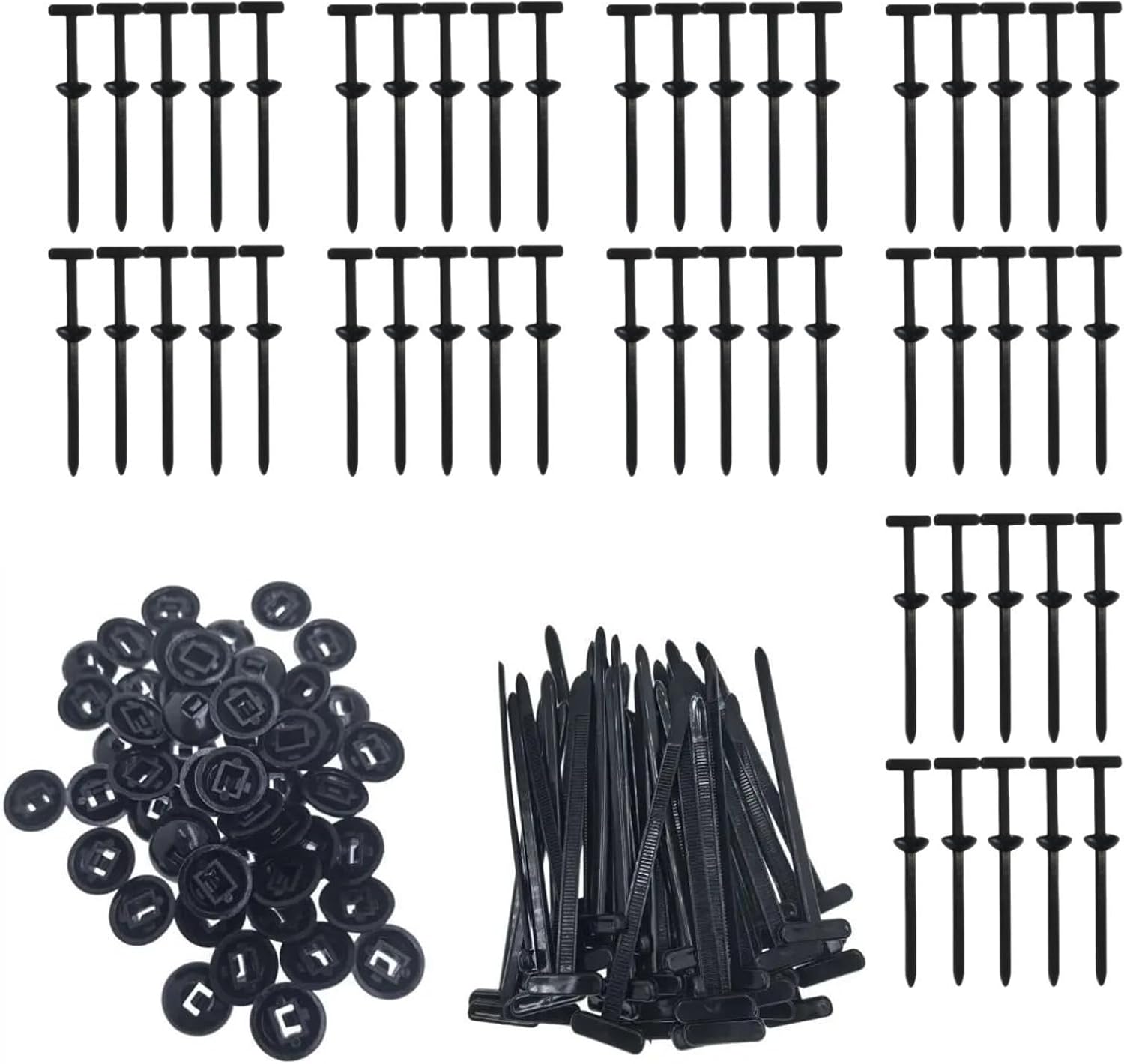 50PCS Nylon Universal Cable Tie Buckle, Heavy Duty Self-Locking Nylon Zip Ties Holder, UV-Resistant Fasteners for Car Fender Trunk Repair, Wire Bundling, Home & Garage Use