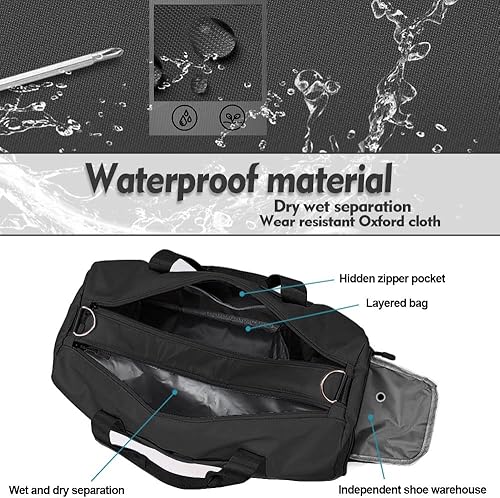 Miniatura 4 de Bolsa de gimnasio pequeña para mujeres y hombres, bolsa de entrenamiento para deportes y escapadas de fin de semana, bolsa de lona impermeable