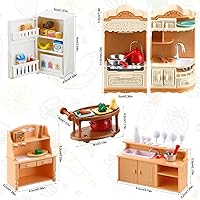 Vista 2 de Juego de 43 piezas de muebles de casa de muñecas, juego de cocina, refrigerador en miniatura con mini ollas y sartenes para comida, accesorios