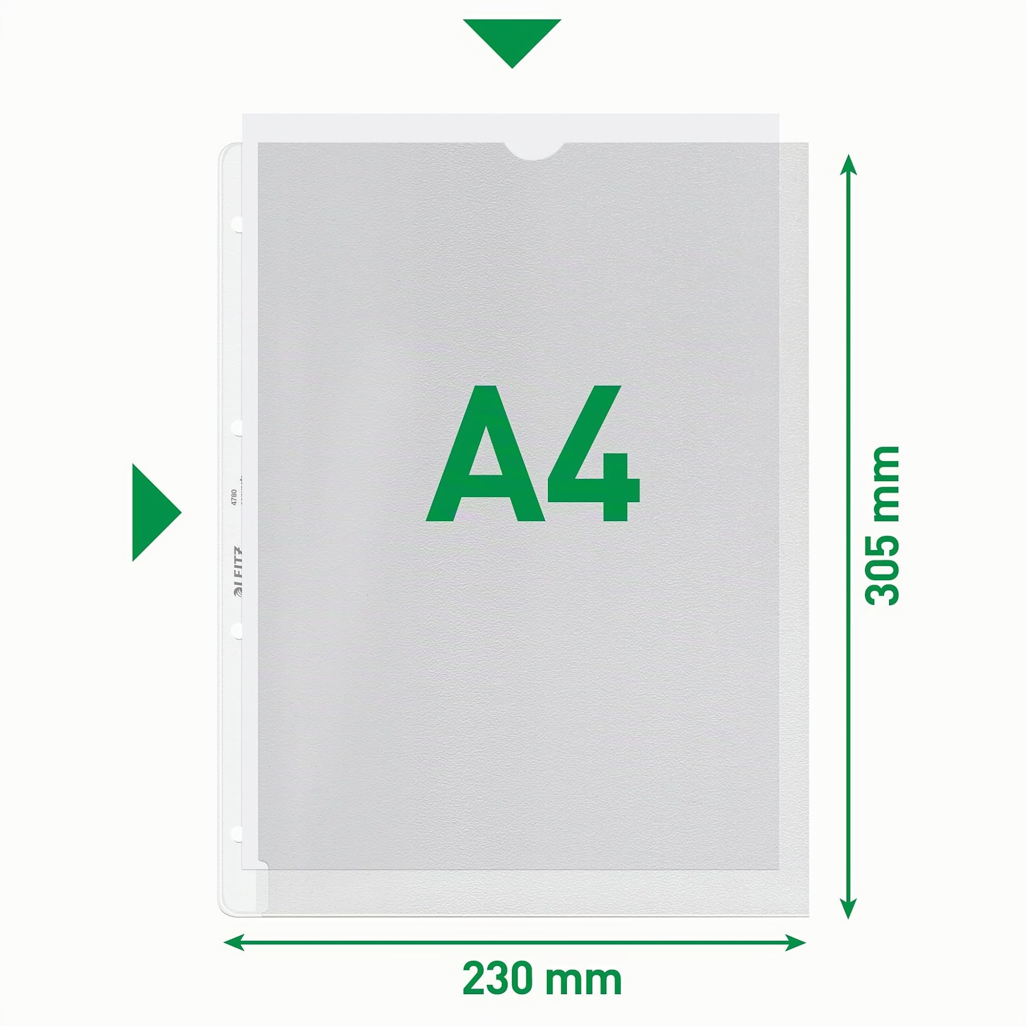 Leitz 47800003 Präsentationshülle, Premium-PVC, 120 Mikron, A4, mehrfach gelocht, transparent, 100 Stück