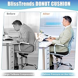BlissTrends Donut Pillow Seat Cushion, Donut Chair Cushions for Postpartum Pregnancy & Hemorrhoids, Tailbone Pain Relief Cushion, Memory Foam Lifting Cushions for Office & home Chairs (Black, X-Large)