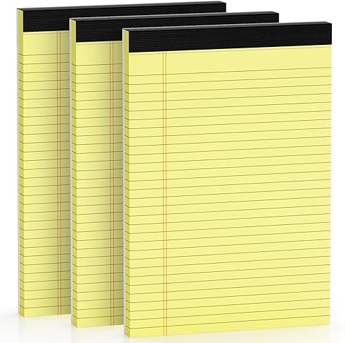 Miniatura 8 de Bloc de notas legales de alta calidad de 8.5 x 11.75 pulgadas, bloc de notas amarillas con rayas universitarias, papel rayado de 2.82 ozm, papel