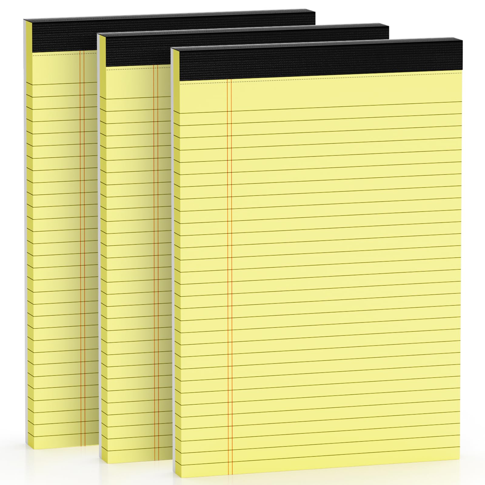 Legal Blöcke, 21,6 x 27,9 cm breit, liniert, 3 Stück, liniert, kanariengelbes Papier, 9,5 kg, gelber Notizblock, 30 Blatt pro Schreibblock, doppelseitig bedruckt, perforiert, ideal für Zuhause, Büro,