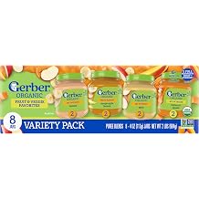 GERBER Infant Puree Organic Variety Assortment Fruit & Vegetables 8x4oz