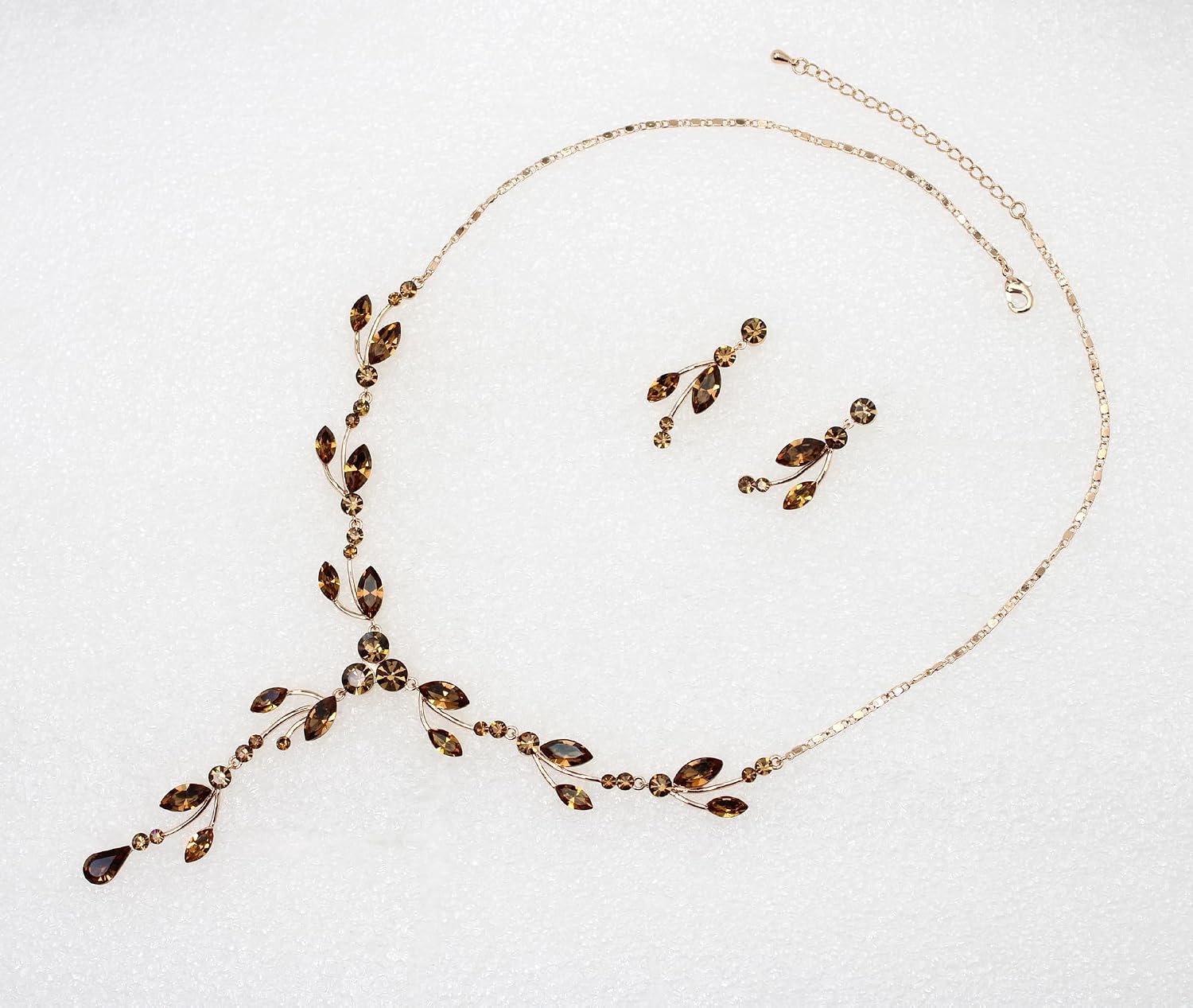 Faship Gorgeous Rhinestone Crystal Floral Necklace Earrings Set