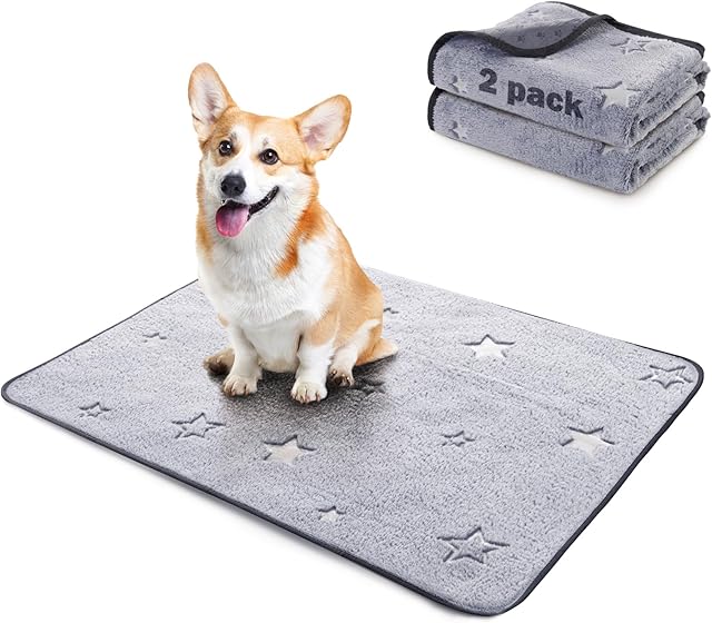 Washable Puppy Pads, 4 Packs Fast Absorption Reusable Puppy Pads, Dog Pee Pad, Waterproof Whelping Pads, Non-Slip Training Pads Pet Playpen Puppy Mat for Floor, Dog Crate -46x61cm