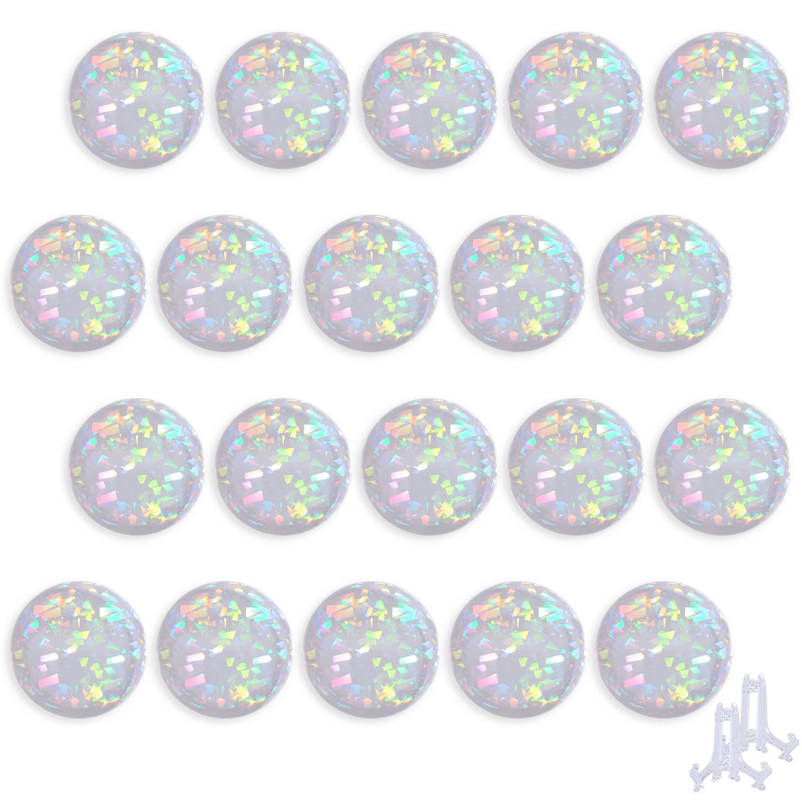 Oaec 缶バッジカバー 65mm対応 20枚入り レーザ 高い透明性 缶バッジ 収納 痛バッグ 痛バ 推しキャラ グッズ 展示スタンド2個付き (65mm用-20枚セット, レーザー砕石)