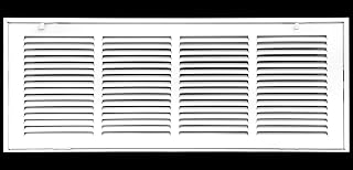 HVAC Premium 24" X 8 Steel Return Air Filter Grille for 1" Filter - Fixed Hinged - Ceiling Recommended - HVAC Duct Cover - Flat Stamped Face - White [Outer Dimensions: 26.5 X 9.75]