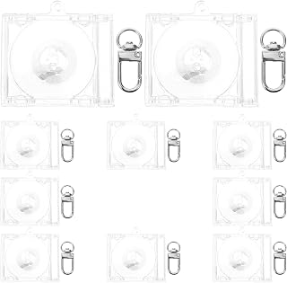10 Sets Mini CD Keychain Case Acrylic Blank Album Cover Keyring | Portable Lightweight Charm, Backpack Hanging Decor, Tiny Disc Sleeve Design