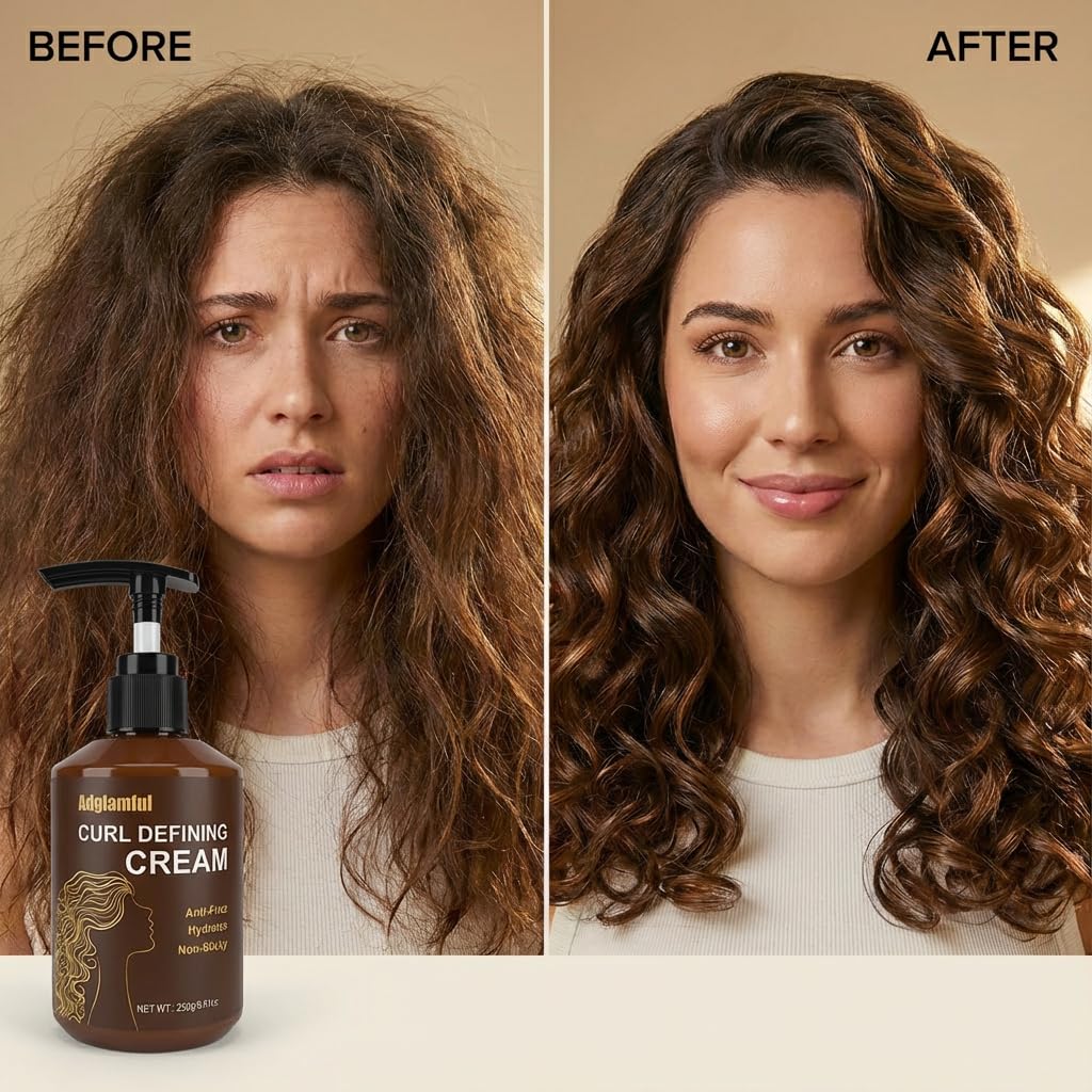 Curl Defining Cream 8.81 fl oz | Anti-Frizz Hydrating Curl Enhancer for Natural Curly & Wavy Hair | Moisturizing Leave-In Conditioner for Soft, Bouncy, Non-Sticky Curls