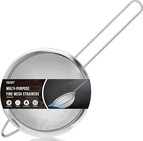 Miniatura 11 de Colador pequeño de malla fina de 2.7 pulgadas, mini tamiz de metal con mango resistente, colador de acero inoxidable para té, jugo, café, polvo