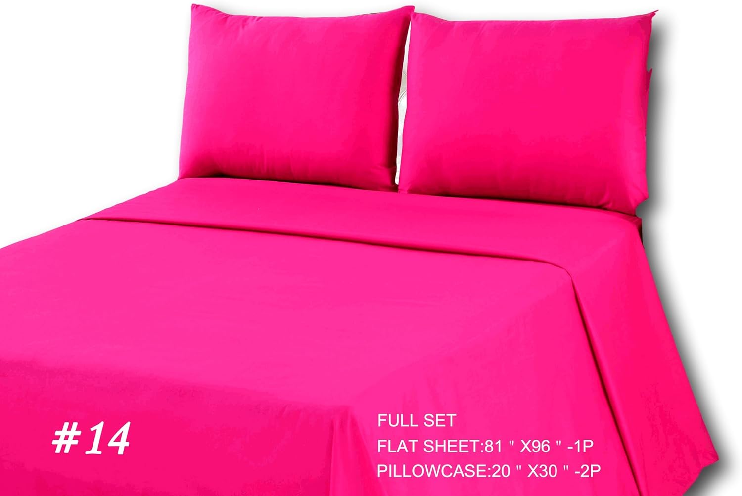Tache 3 Piece Cotton Solid Hot Pink Flat Top Bed Sheet Set