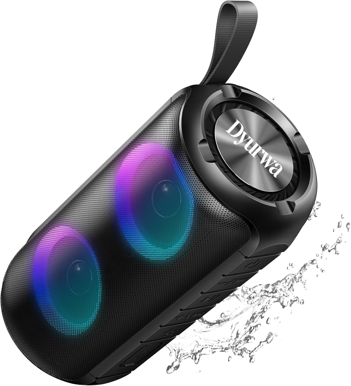 Dyurwa Portable Bluetooth Speaker, 30W Powerful Sound with Bass,Wireless TWS Pairing, Colorful RGB Lights, IPX7 Waterproof, 24H Playtime, Outdoor for Camping/Home/Party/Beach