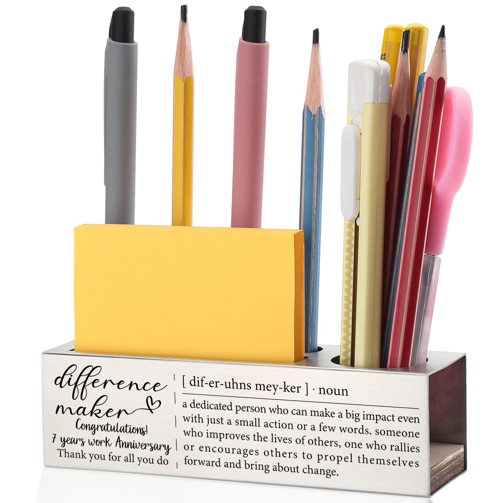 EFFJNSG 7 Years Work Anniversary Pen and Pencil Holder Gifts for Leader Boss Mentor Teacher Coworker, Difference Maker Gifts Thank You Appreciation Gift for Team Worker Employee Pen Holder EDP71