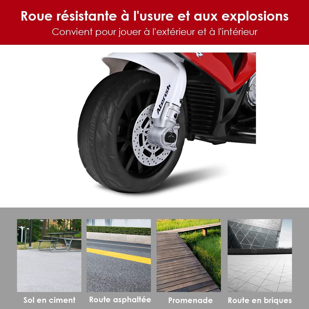 GOPLUS Moto Electrique Enfants BMW 6V, Voiture Electrique Enfants Motos avec 3 Roues,Effets Musicaux et Lumineux, Porteur Enfants,Charge 20KG,pour 1,5-3 Ans(Rouge)