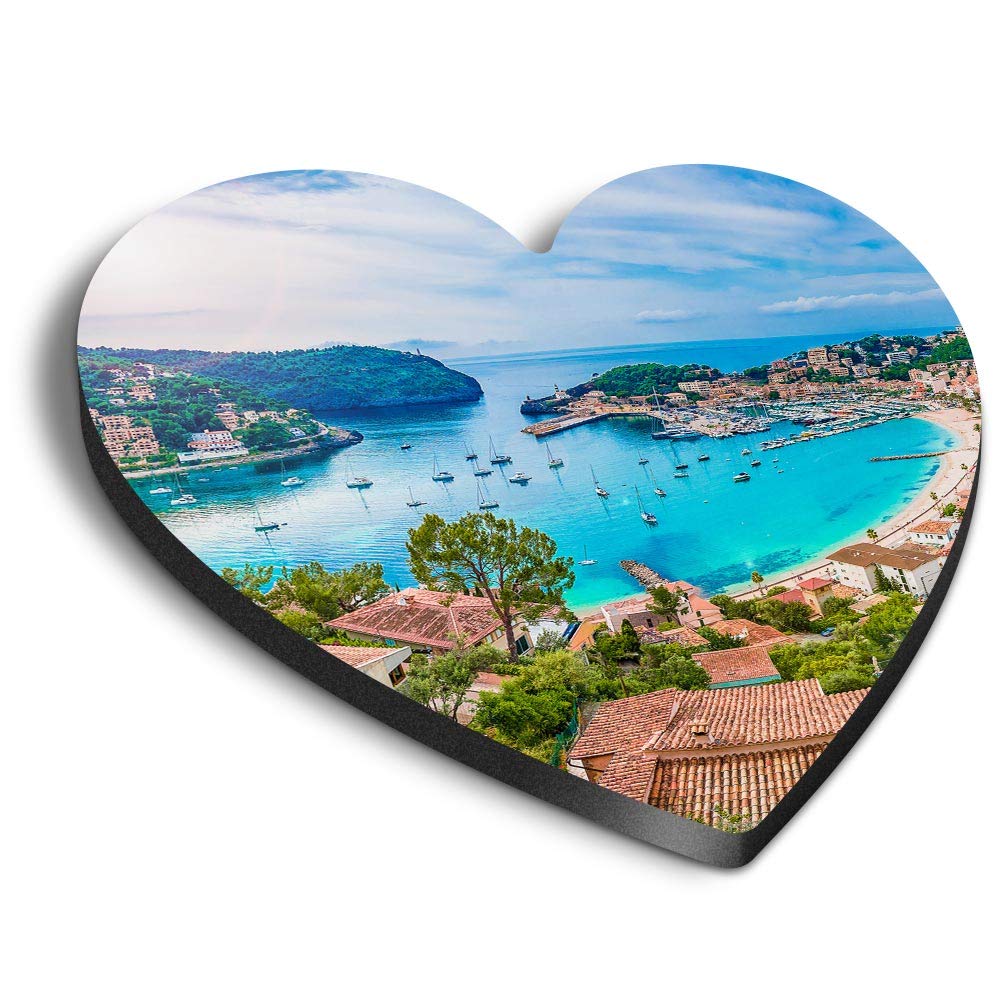 Destination Vinyl Ltd Multicolor 1 X Heart Mdf Magnets - Porte De Soller Palma Mallorca Spain 46155