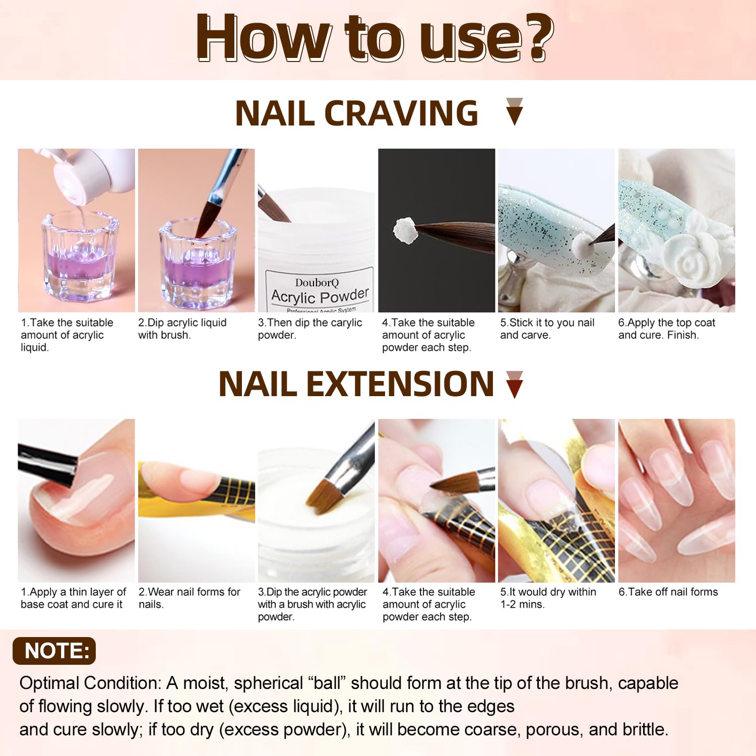 Major Dijit Acryl-Nagelset – UV-LED-Lampe, Pulver, Monomer, Übungshand, Strasssteine, Formen, 4-in-1-Gel-Nagellack, silberne Kosmetiktasche – erzielen Sie zu Hause Ergebnisse in Salonqualität.