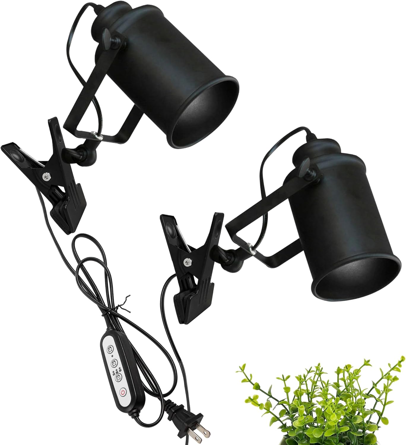 Adjustable Clip On Wall Sconces with Full Spectrum for Indoor Plants Portable E26 Socket Metal Pail Wall lamp Minimalist for Plant Grow Light Industrial Fixture No Drilling(Black) 2 Lights
