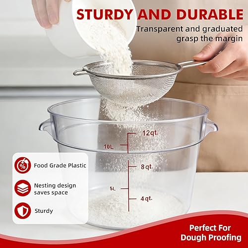 Miniatura 5 de Paquete de 4 recipientes de almacenamiento de alimentos con tapas, recipientes redondos herméticos de plástico para cocina, de grado alimenticio,