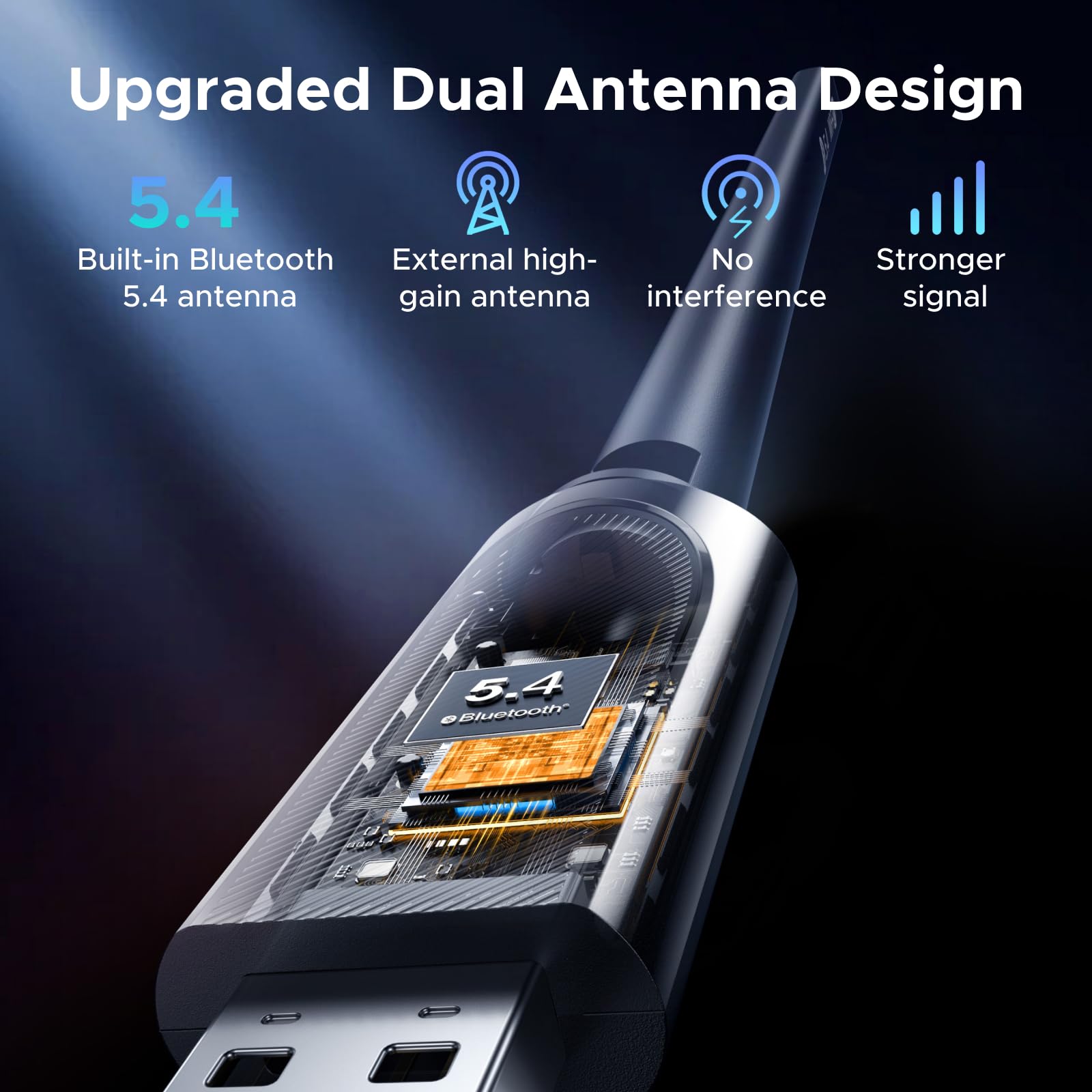 UGREEN Pamięć USB WiFi 6 AX900 Bluetooth 5.4 Antena USB WiFi Bluetooth | Dual Band 2.4G 5 GHz, wbudowany sterownik, antena 6dBi, MU-MIMO WPA2, adapter PC, kompatybilny z Windows 11 10