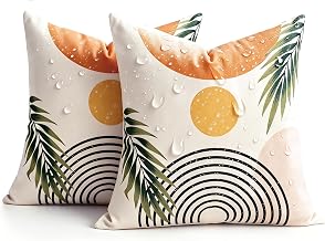 Waterproof Outdoor Sofa Cushion Cover Boheme Deco Living Room Cocooning Abstract Circle Stripes Terracotta Cushion Cover 50 x 50 Aesthetic Dopamine Vintage Decor for Garden Sofas Sofa Set of 2