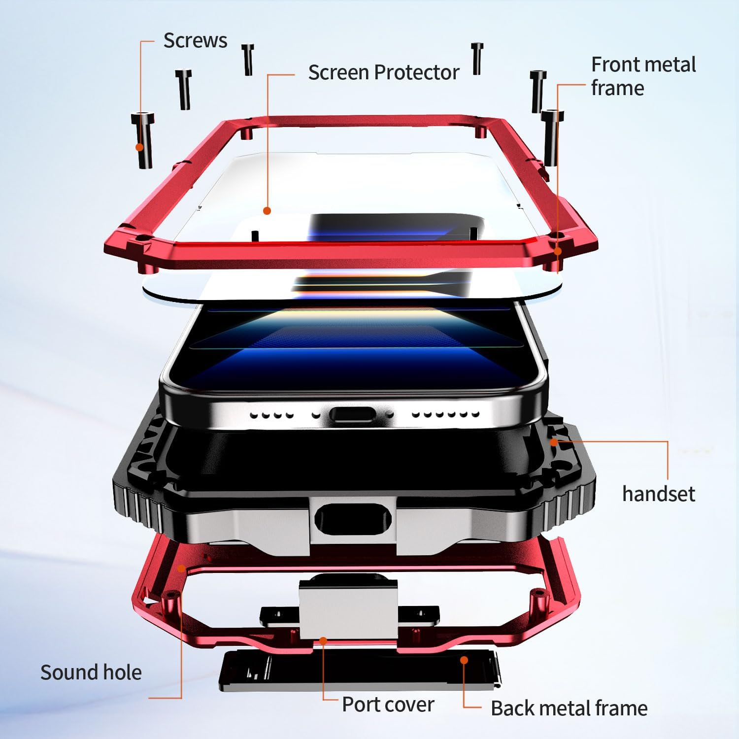 Lunivop Compatible with iPhone 16 Pro max Case Heavy Duty Protection Dustproof Built in Screen Protector Rugged Stand 360 Full Body Military Grade Metal Bumper Phone Cases (Red 2024)