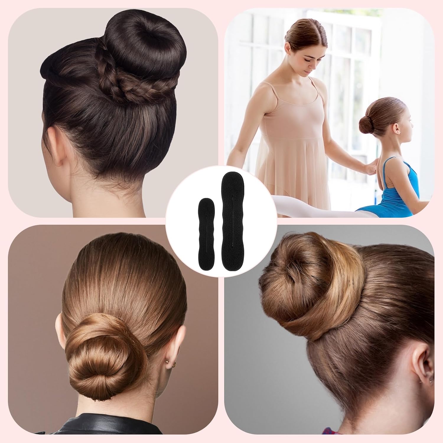 11Pcs Hair Bun Maker Kit, (3 Large, 4 Small) Soft Foam Sponge Buns with 3Pcs Twist Hair Tool and Comb, Reusable Flexible Hair Bun Donut for Women Updos, Ballet Buns, Waves Style