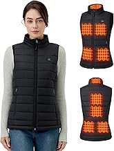 Women's Heated Vest with Battery Included 7.4 V 16000 mAh, 9 Heating Zones, Women's Jacket, 4 in 1 Smart Switch, 3 Temperatures Lightweight Heating for Women for Outdoor Use