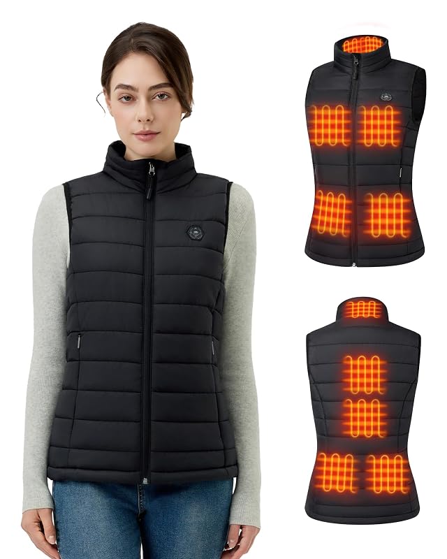Womens Heated Vest with 16000 mAh Battery Pack Included 9 Zones Smart Temp Control Ergonomics Heating System