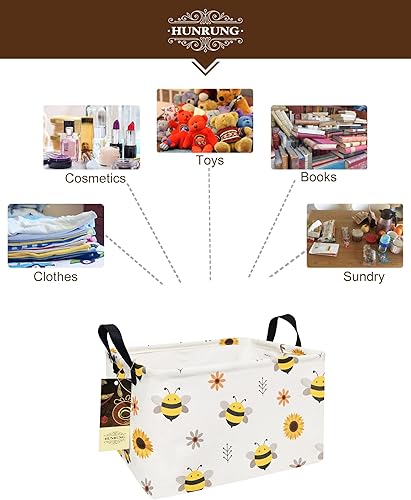Miniatura 35 de HUNRUNG Cesta rectangular de almacenamiento de lona, bonita cesta organizadora de lona para mascotas, juguetes de niños, libros, ropa, perfecta