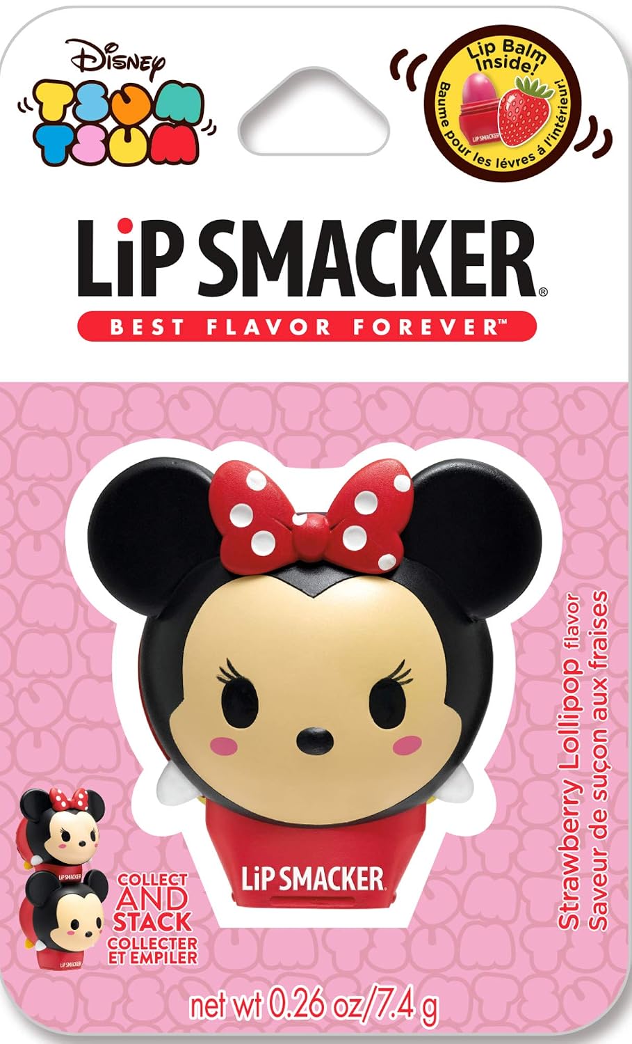 Lip Smacker Disney Minnie Mouse Tsum Tsum Flavored Lip Balm, Minnie Strawberry Lollipop, Clear, For Kids (Pack of 2) image 4