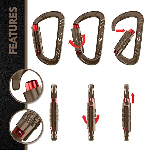 Vista 114 de 12kN (2697 lbs) Heavy Duty Carabiner Clips, for Securing Pets, Outdoor, Camping, Hiking, Hammock, Dog Leash Harness, Keychains