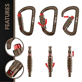 Rhino Produxs 12kN (2697 lbs) Heavy Duty Carabiner Clips, for Securing Pets, Outdoor, Camping, Hiking, Hammock, Dog Leash Harness, Keychains