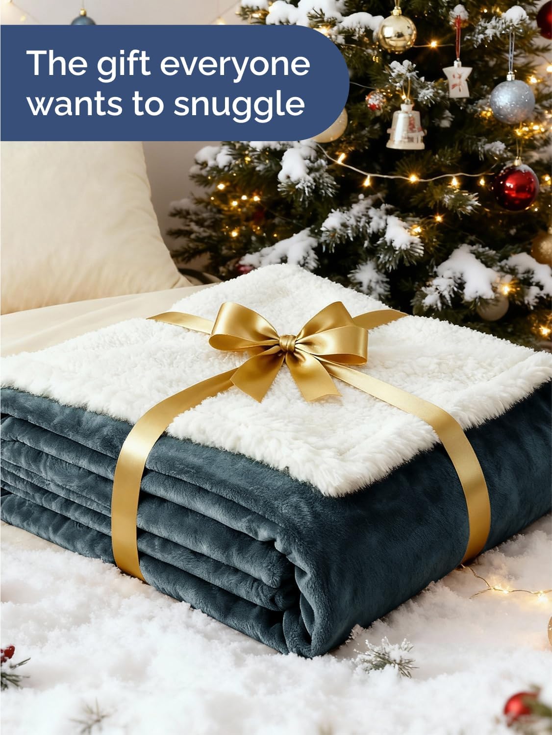 Sherpa Fleece Blanket Twin Size - Reversible Sherpa Fleece Twin Blanket - Super Soft, Double Sided for Bed, Sofa, Couch - Thick, Warm, Fuzzy and Plush - Luxurious Bedding for Winter - Navy, 60" x 80"