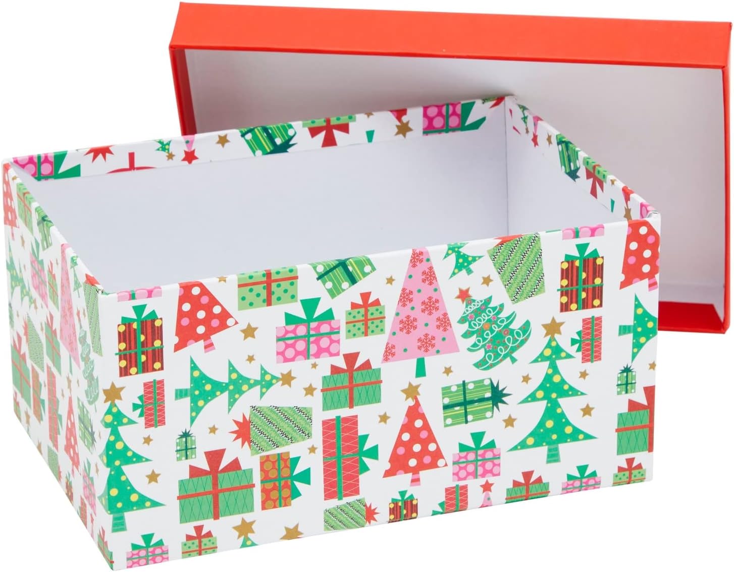 Juvale 10 Pack Nesting Christmas Gift Boxes with Red Lids for Presents, Stackable Nested Holiday Gift Wrap, 10 Sizes