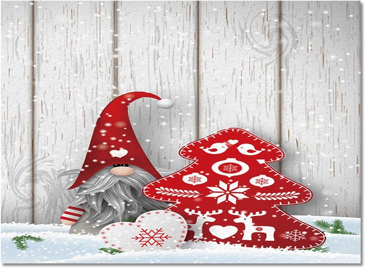 Area Rugs Non-Slip Washable Rug Snow Heart Gnome Red Christmas Tree Wood Grain Indoor Rug Rubber Backing Floor Mats Home Decor Carpet for Living Room Dining Room Non Shedding 2x3 Ft