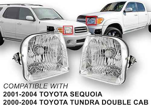 Miniatura 2 de Juego de pares de faros delanteros con faros delanteros lado derecho del pasajero y lado izquierdo del conductor para 2001  2004 Toyota Sequoia &