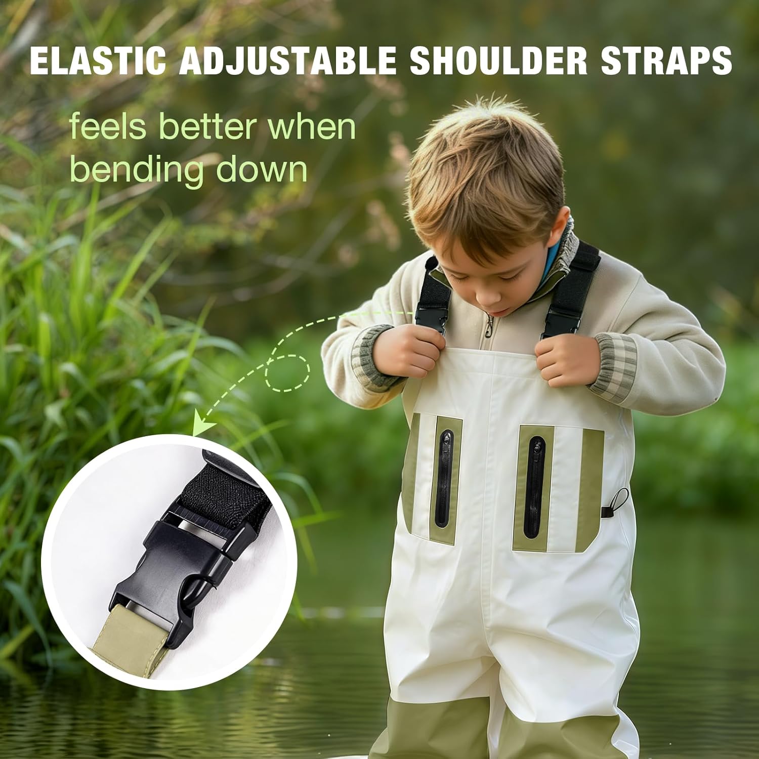 Ghosthorn Chest Waders for Kids,Ultralight Youth Waterproof Fishing Waders,Nylon PVC Duck Hunting Waders for Toddler Children