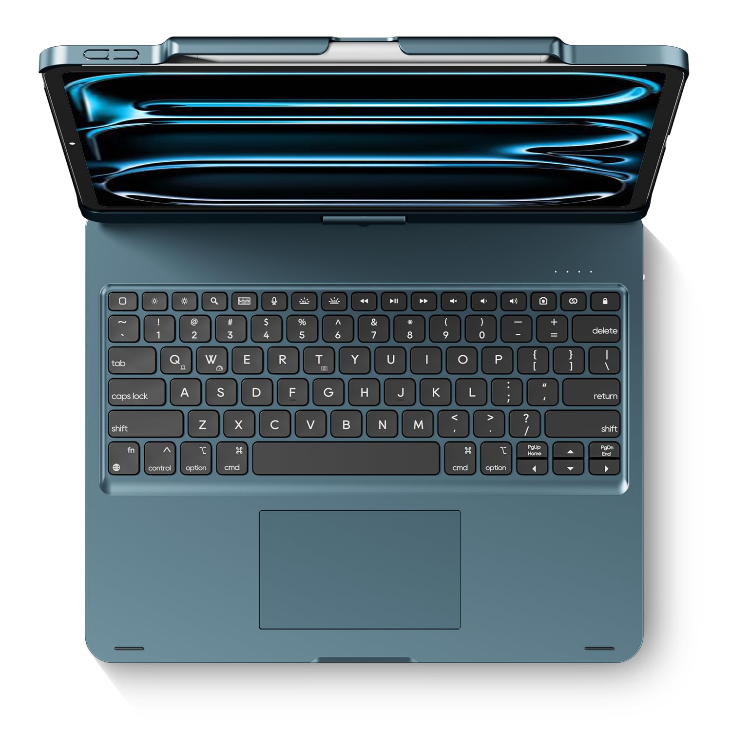 edaiser Custodia girevole con tastiera per Apple 2025 iPad Air 13" (M3-M2), iPad Pro 13" M4 2024, iPad Pro 12,9" (6a-3a generazione); custodia girevole con portapenne, trackpad, retroilluminato, blu
