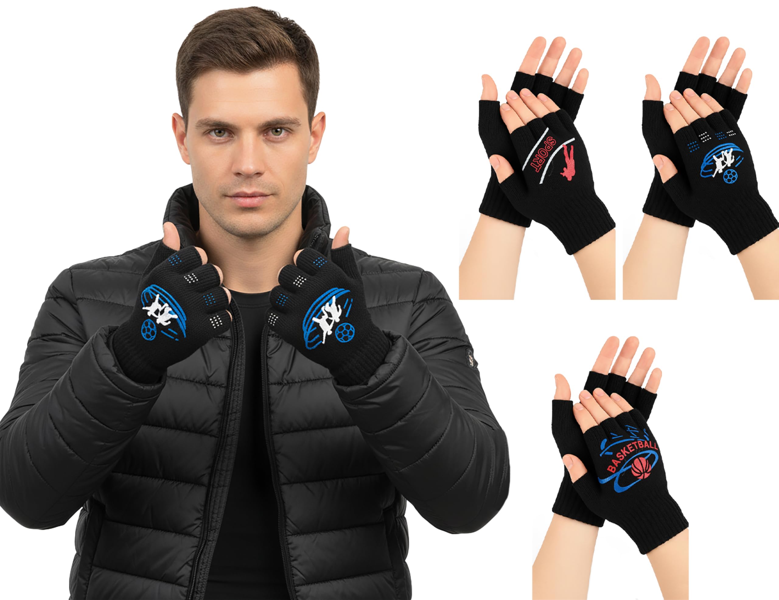 Neeba Men's Half Finger Winter Gloves | Knitted Warm Fingerless