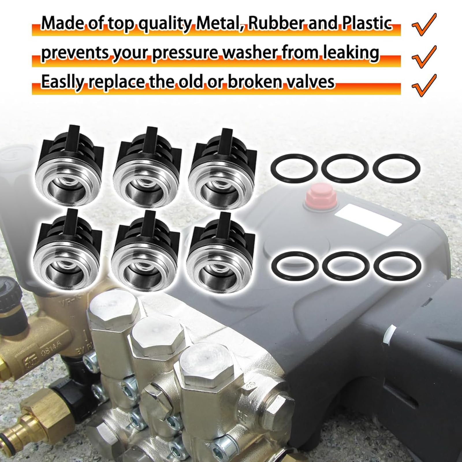 Kit de repuesto de bombas de lavadora de alta presión, 6 unidades, válvulas de cavidad de acero inoxidable para modelos 280/380/55 modelo de coche de lavadora