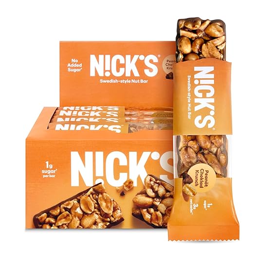 NICK'S Peanut Chocolate Snack Bar, Keto Nut Snack for